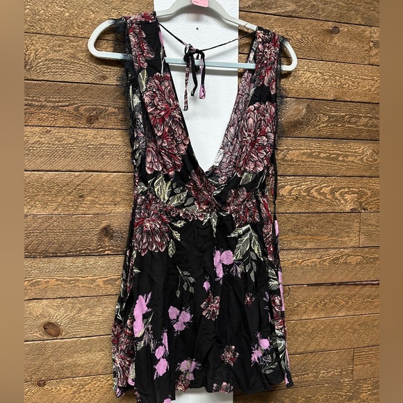 🌸 Free People Marnie Mini Dress - Size Small - Black Combo - Picture 3 of 7